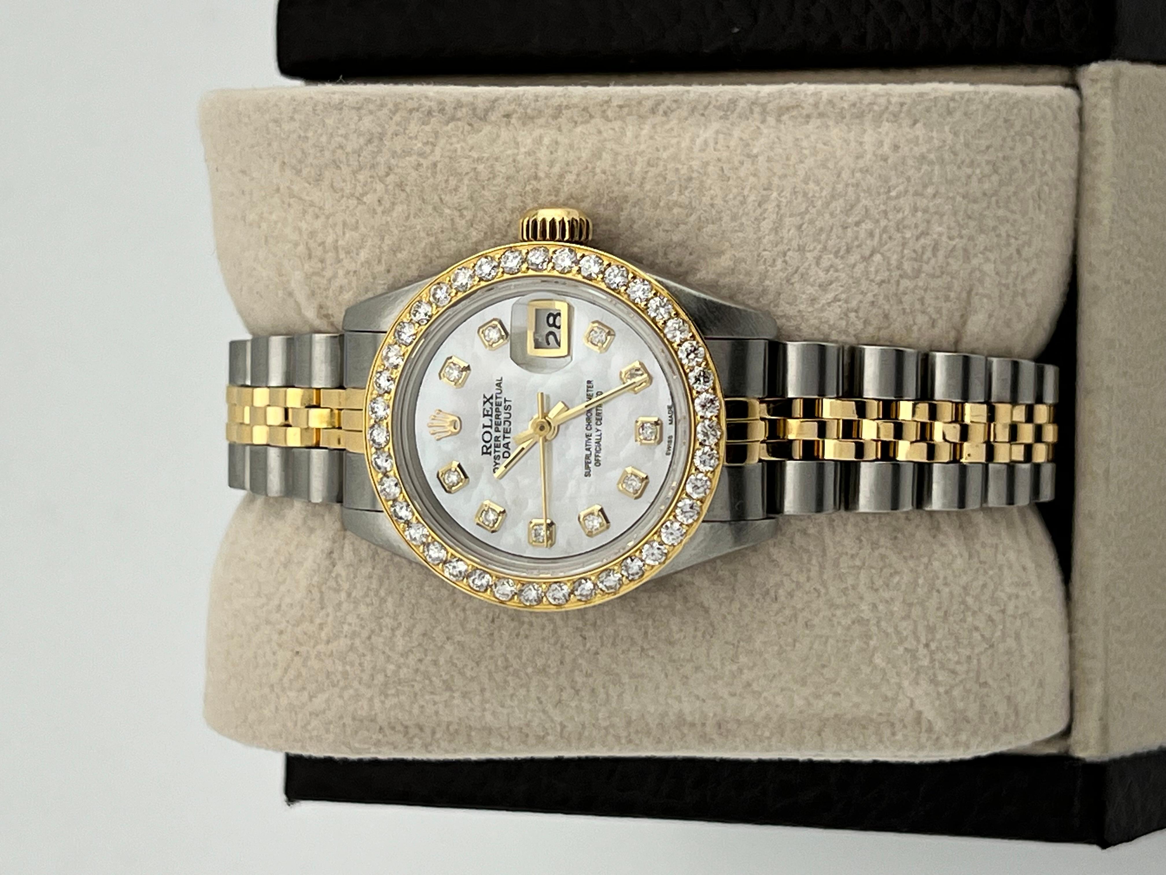 Rolex Ladies Datejust 69173 MOP Diamond Dial Bezel 18K Yellow Gold Steel 26mm 4