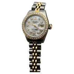 Rolex Ladies Datejust 69173 MOP Diamond Dial Bezel 18K Yellow Gold Steel 26mm