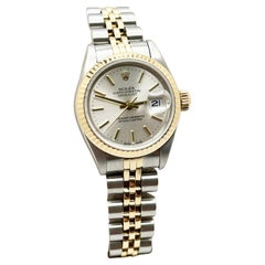 Rolex Damen Datejust 69173 Silber Zifferblatt 18K Gelbgold Stahl Box Papier