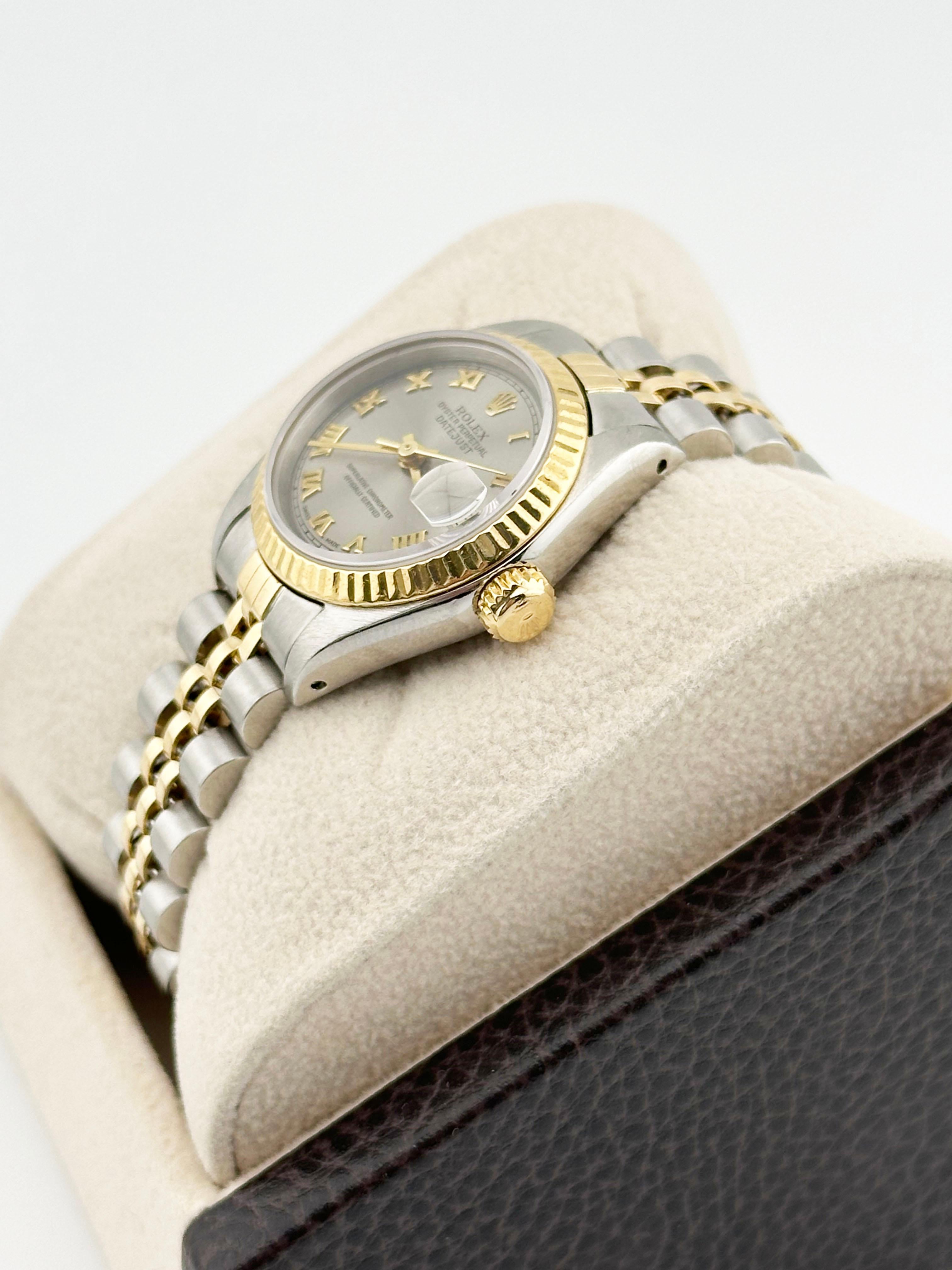 Rolex Damen Datejust 69173 Silber Roman Zifferblatt 18K Gelbgold Stahl Box Papier 4