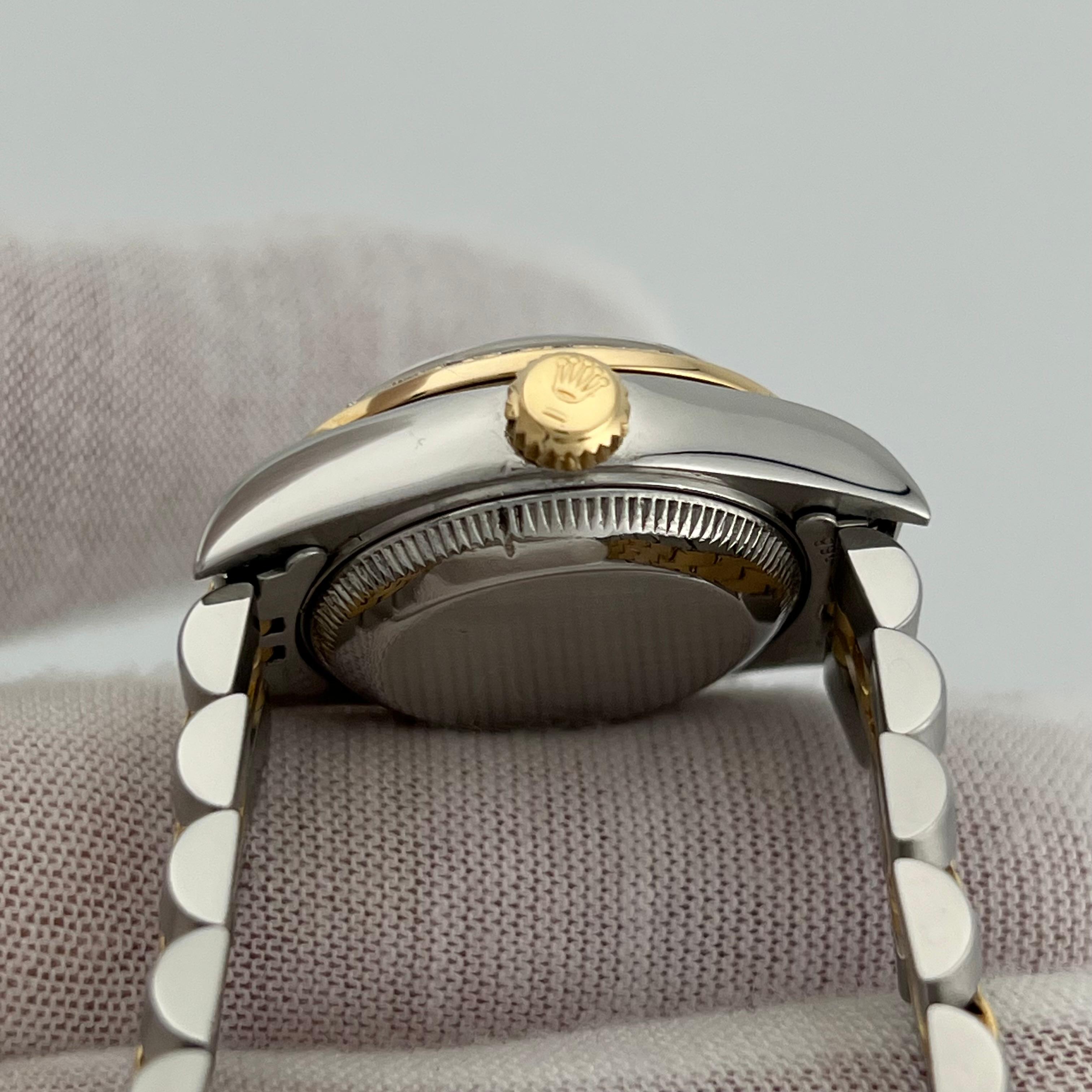 Rolex Ladies Datejust 69173 White MOP Diamond Dial Bezel 18K Yellow Gold Steel 3