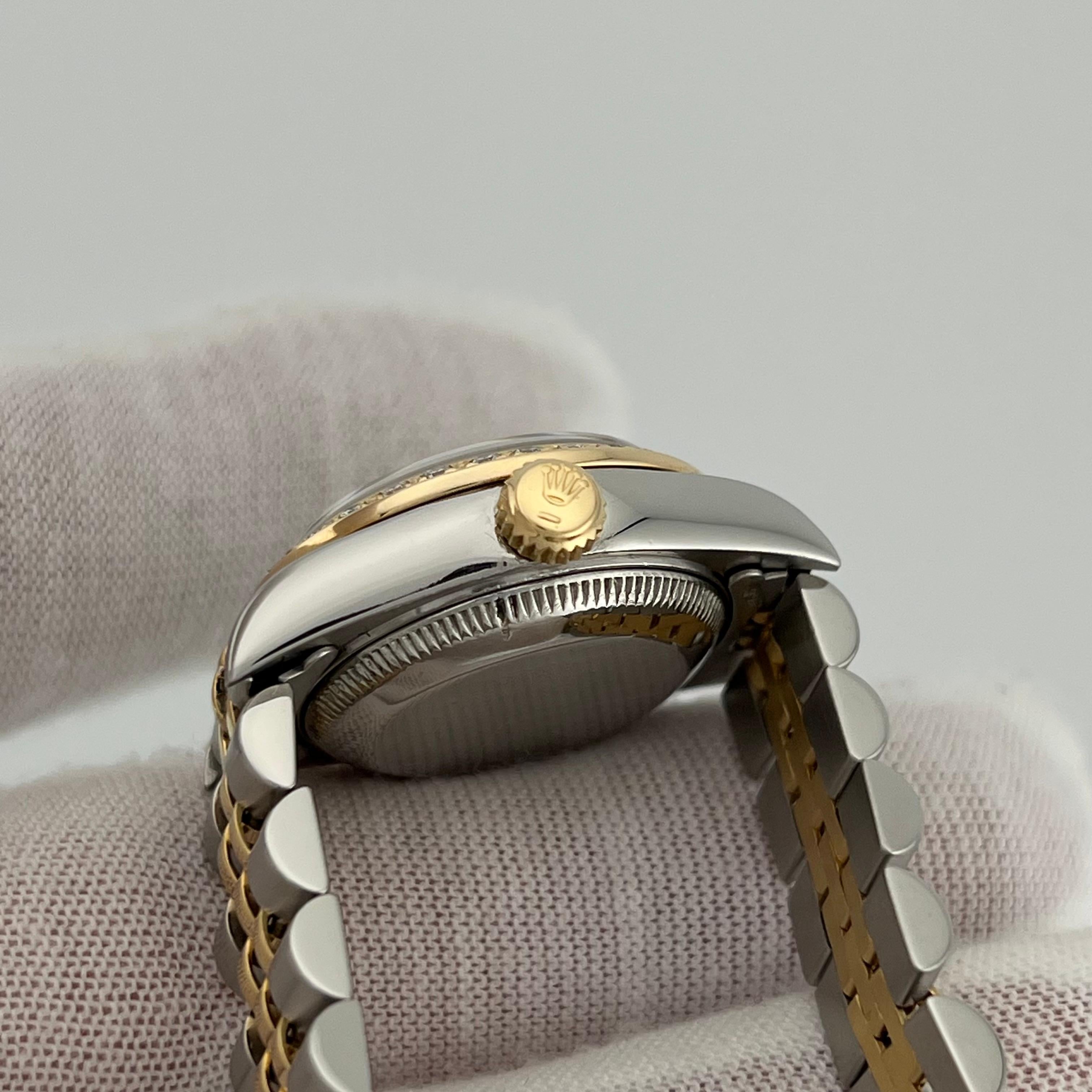 Rolex Ladies Datejust 69173 White MOP Diamond Dial Bezel 18K Yellow Gold Steel 4