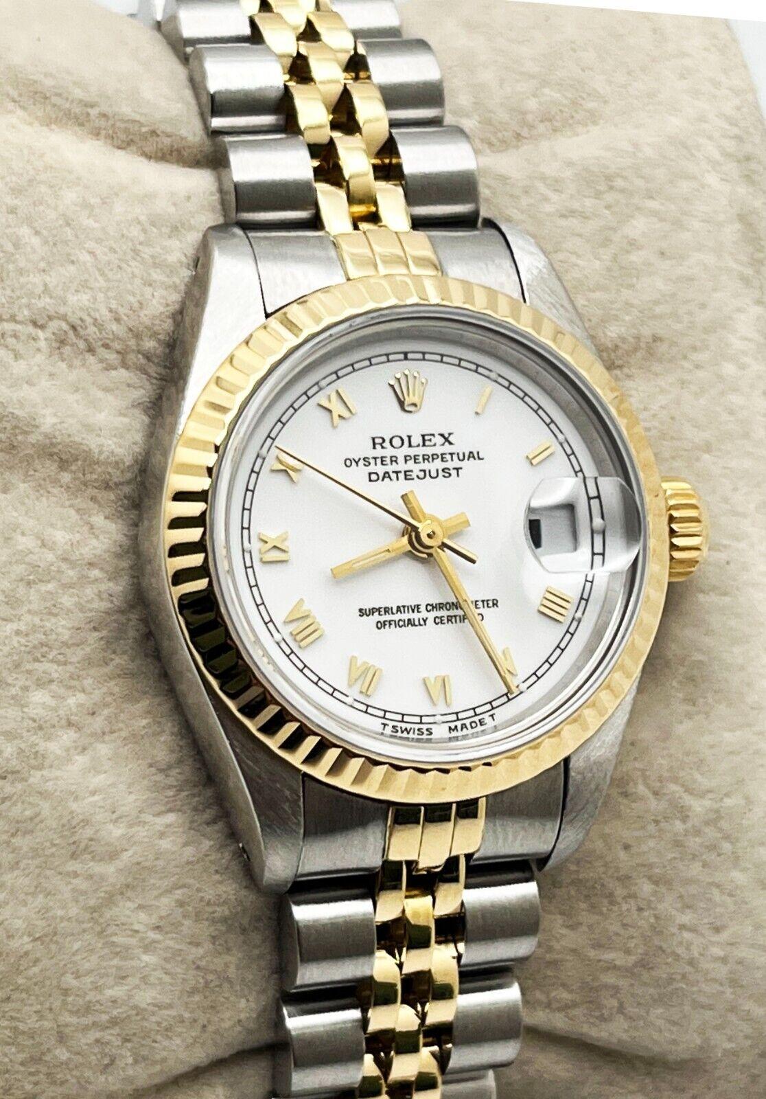 Style Number: R691733

Serial:  X235***

Year: 1991
 
Model: Ladies Datejust
 
Case Material: Stainless Steel
 
Band: 18K Yellow Gold & Stainless Steel
 
Bezel: 18K Yellow Gold
 
Dial: White Roman Dial
 
Face: Sapphire Crystal
 
Case Size: 26mm
