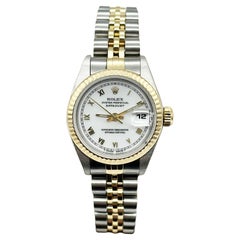 Rolex Datejust 69173 quadrante romano bianco in oro giallo 18 carati acciaio inossidabile