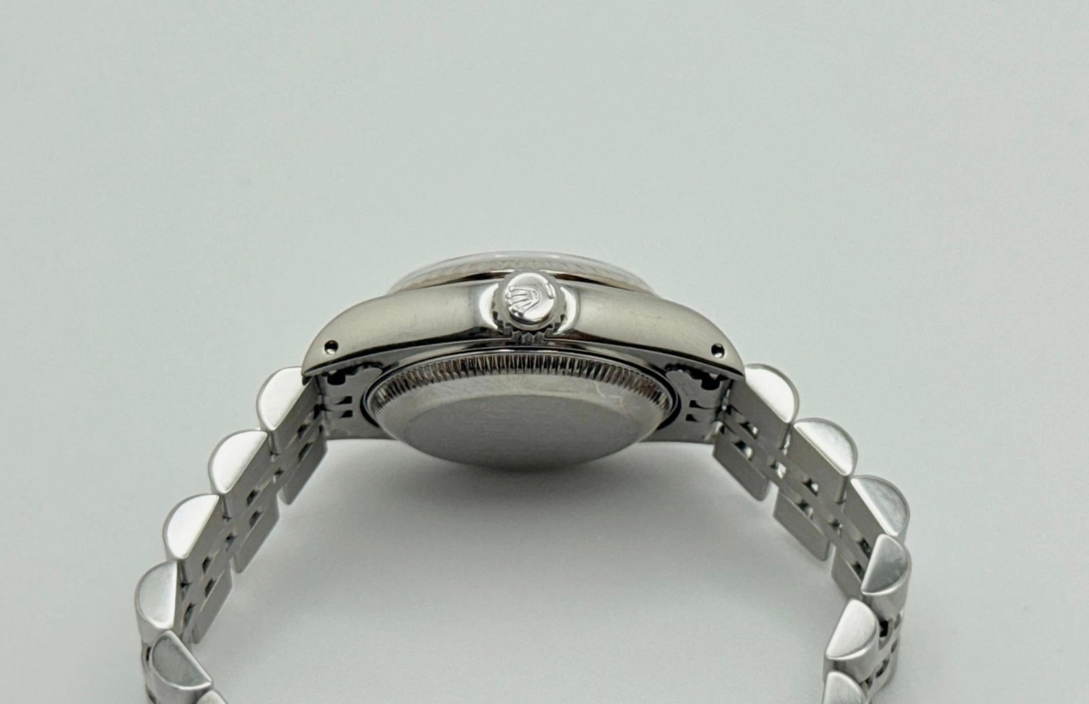 Rolex Ladies Datejust 69174 Factory Silver Diamond Dial Stainless Steel 18K Gold en vente 6