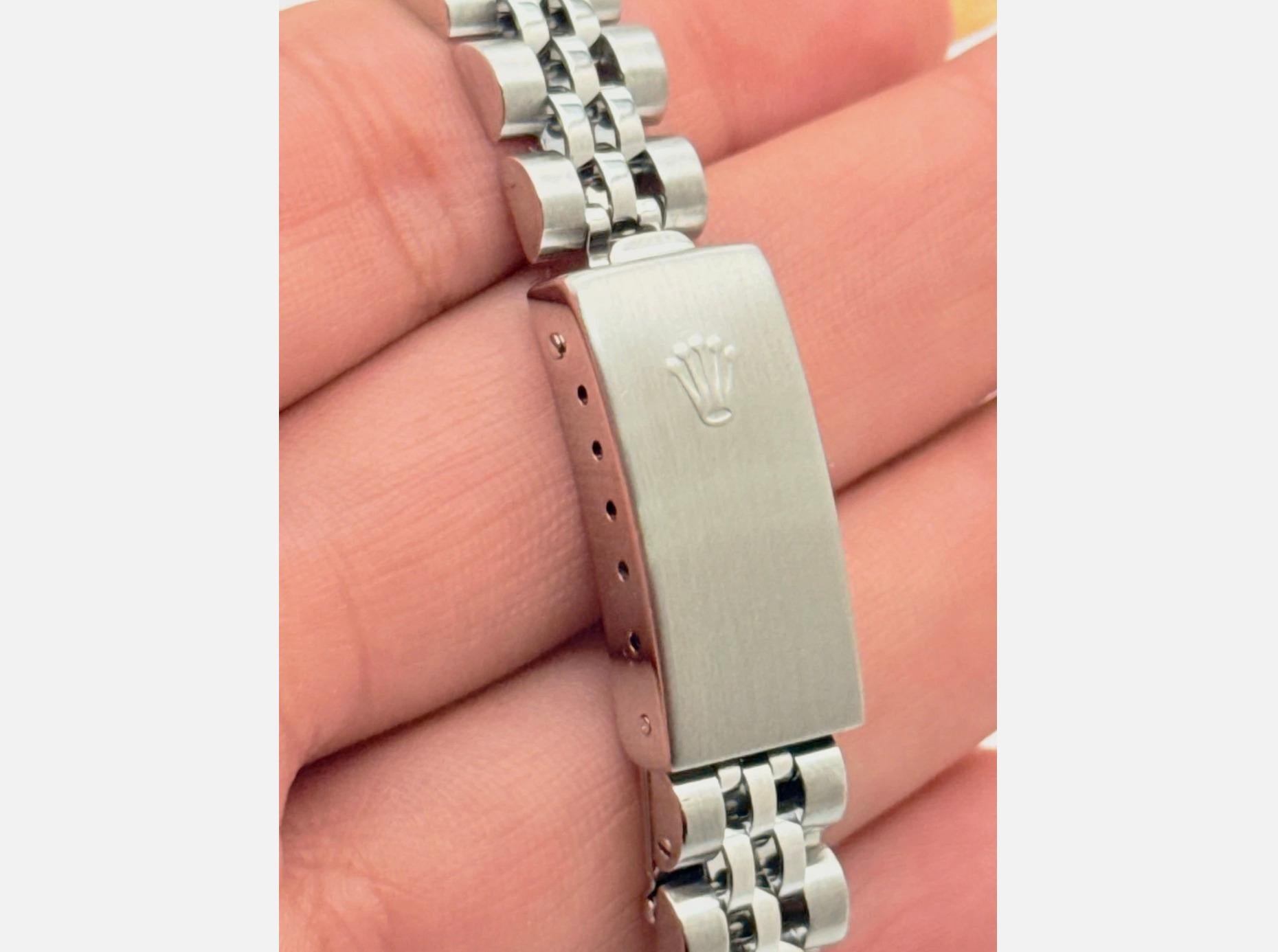 Rolex Ladies Datejust 69174 Factory Silver Diamond Dial Stainless Steel 18K Gold en vente 8