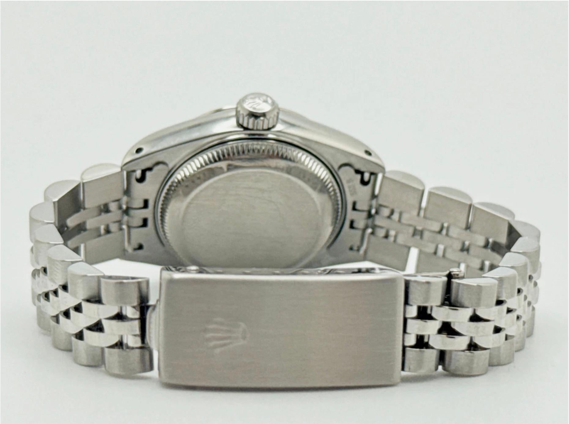 Rolex Ladies Datejust 69174 Factory Silver Diamond Dial Stainless Steel 18K Gold en vente 4