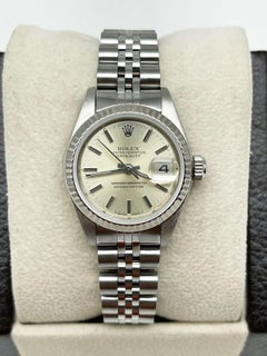 Rolex Ladies Datejust 69174 Silver Dial 18K White Gold Stainless Steel Box Paper