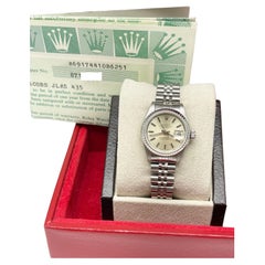 Rolex Ladies Datejust 69174 Silver Dial 18K White Gold Stainless Steel Box Paper