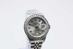 Rolex Ladies Datejust 69174 Silver Diamond Dial Diamond Bezel Stainless Steel
