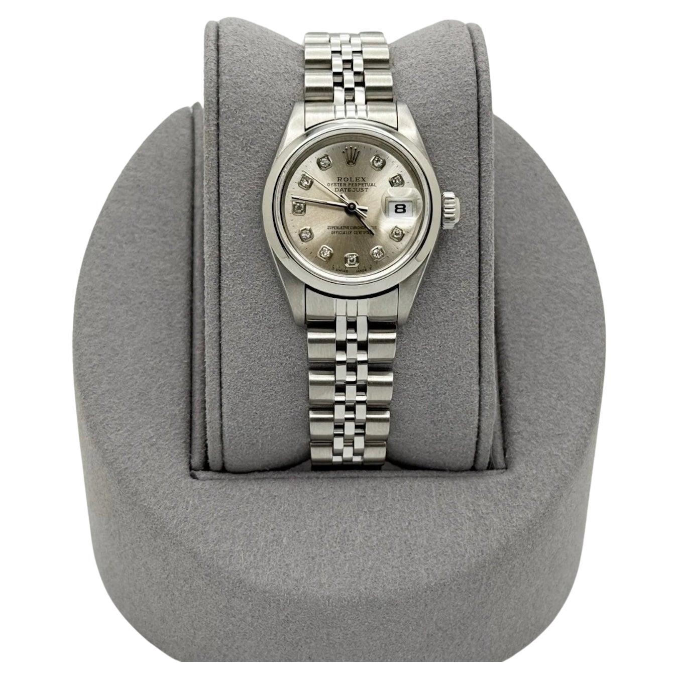 Rolex Ladies Datejust 69240 26mm Silver Diamond Dial Stainless Steel Jubilee