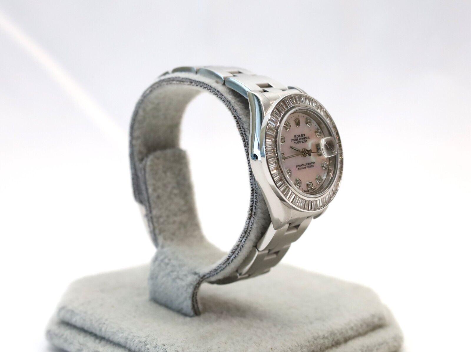 Rolex Montre Datejust 79160 en acier inoxydable, nacre et diamants pour femmes Bon état - En vente à Providence, RI