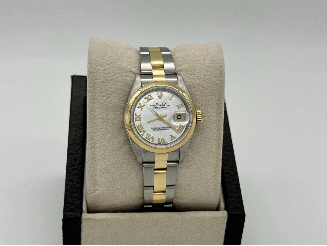 Rolex Ladies Datejust 79163 Mother of Pearl Dial 18K Yellow Gold Steel 26mm For Sale 3