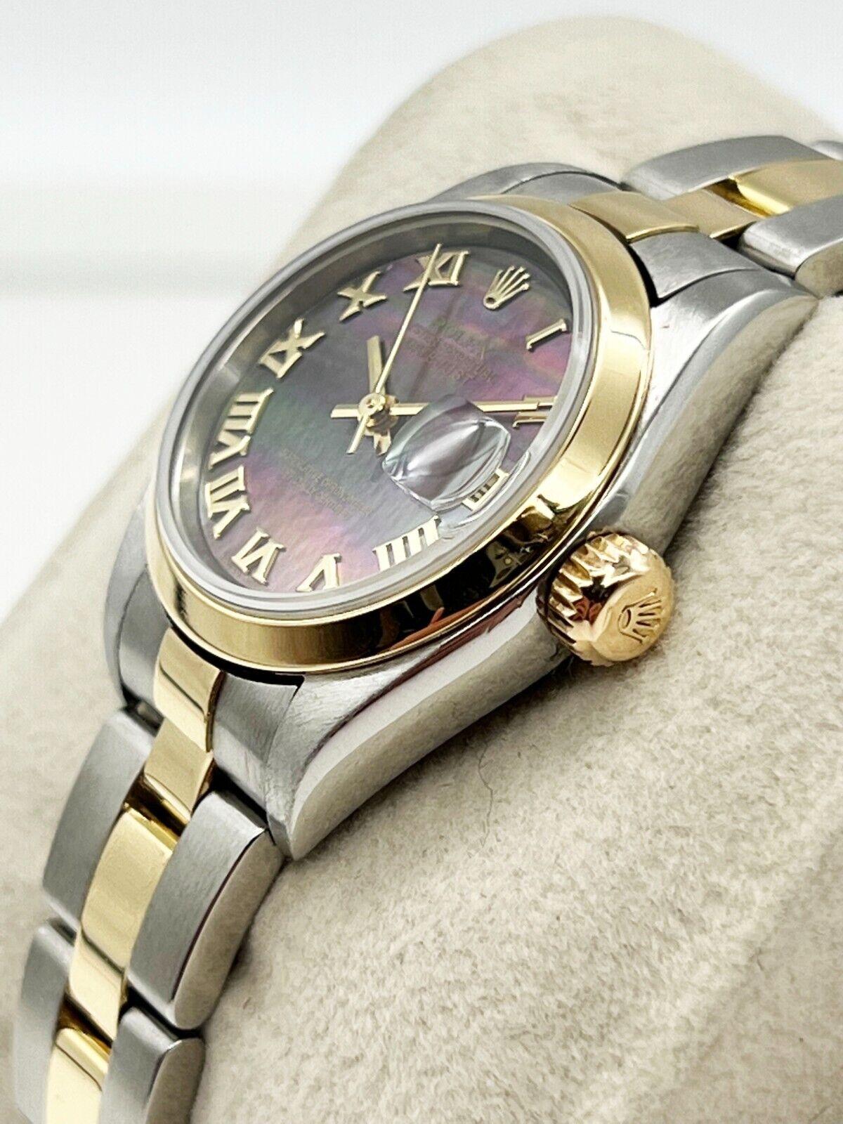 Rolex Montre Datejust en acier jaune 18 carats et or jaune avec cadran romain MOP de Tahiti 79163 pour femmes en vente 2