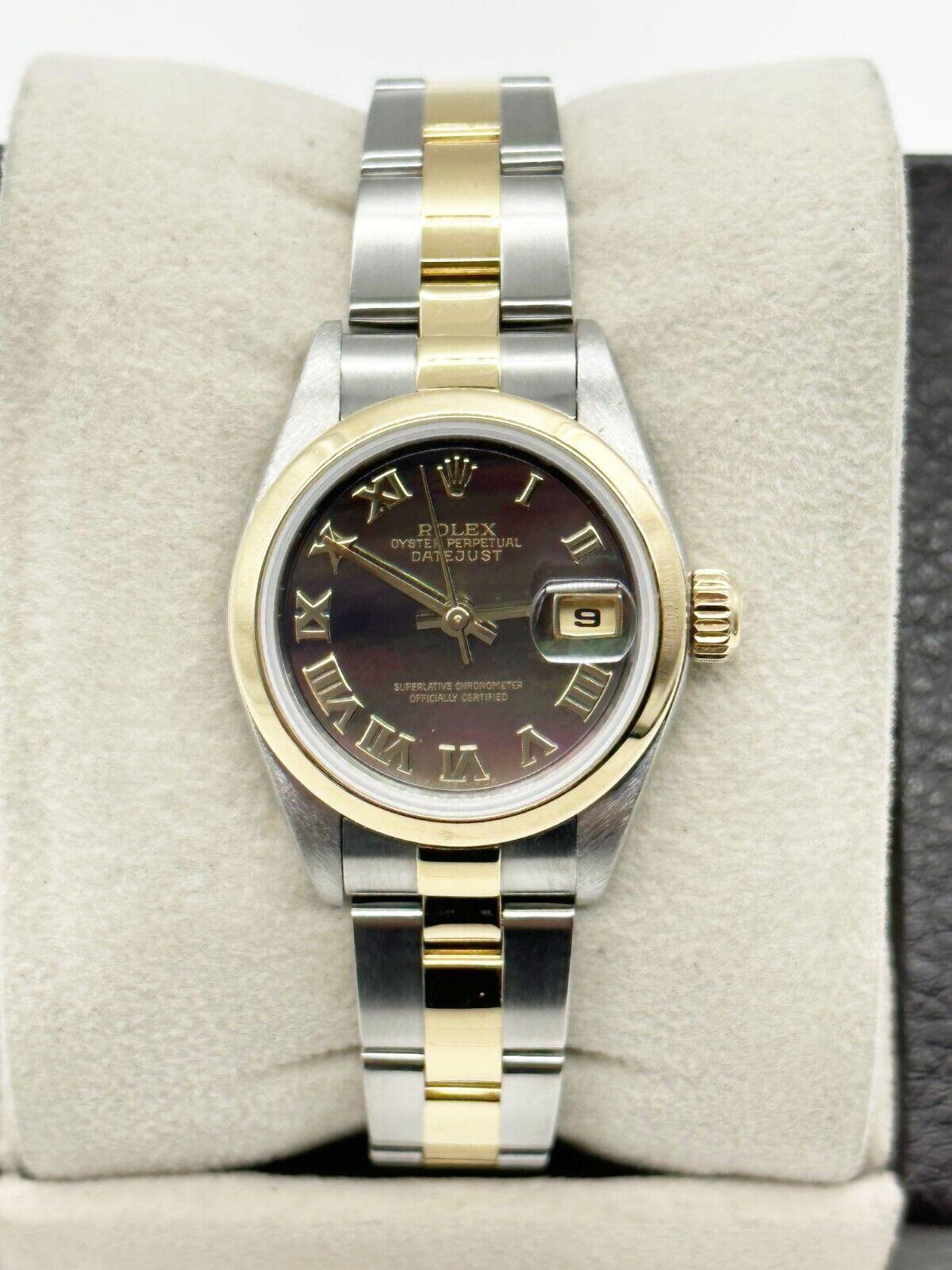 Rolex Montre Datejust en acier jaune 18 carats et or jaune avec cadran romain MOP de Tahiti 79163 pour femmes en vente 5