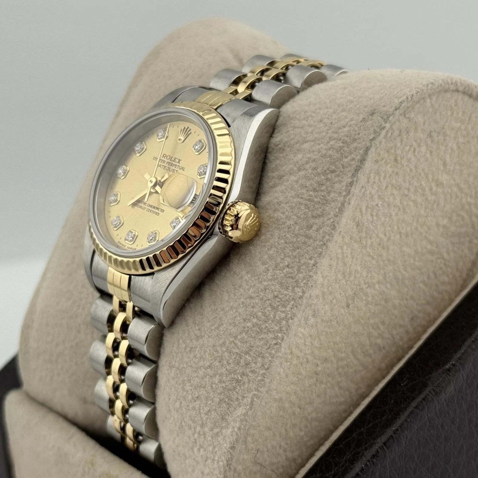 Rolex Ladies Datejust 79173 26mm Champagne Diamond Dial Jubilee Box Paper For Sale 1