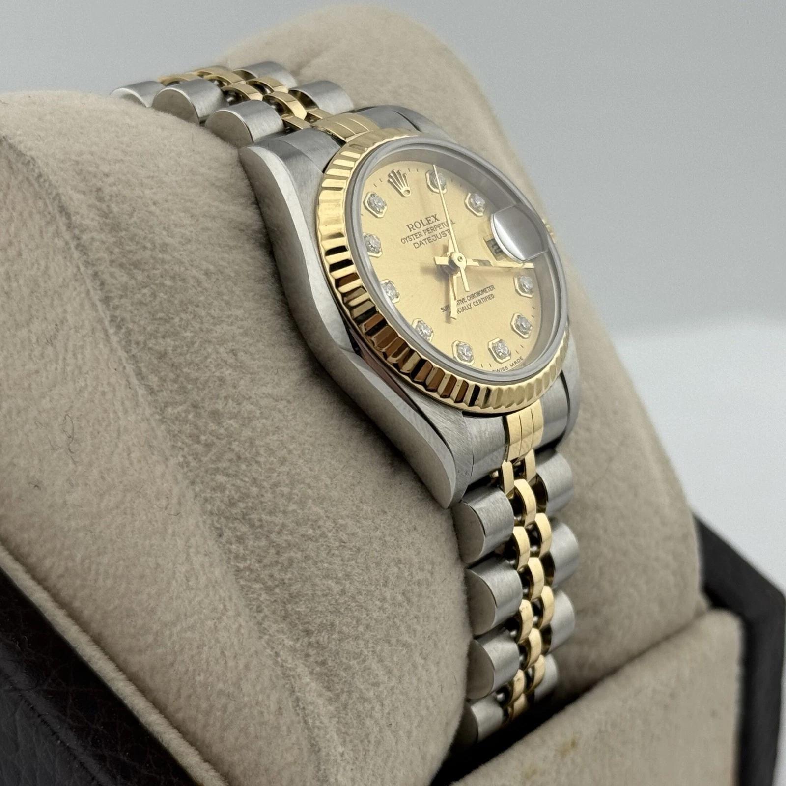 Rolex Ladies Datejust 79173 26mm Champagne Diamond Dial Jubilee Box Paper For Sale 2