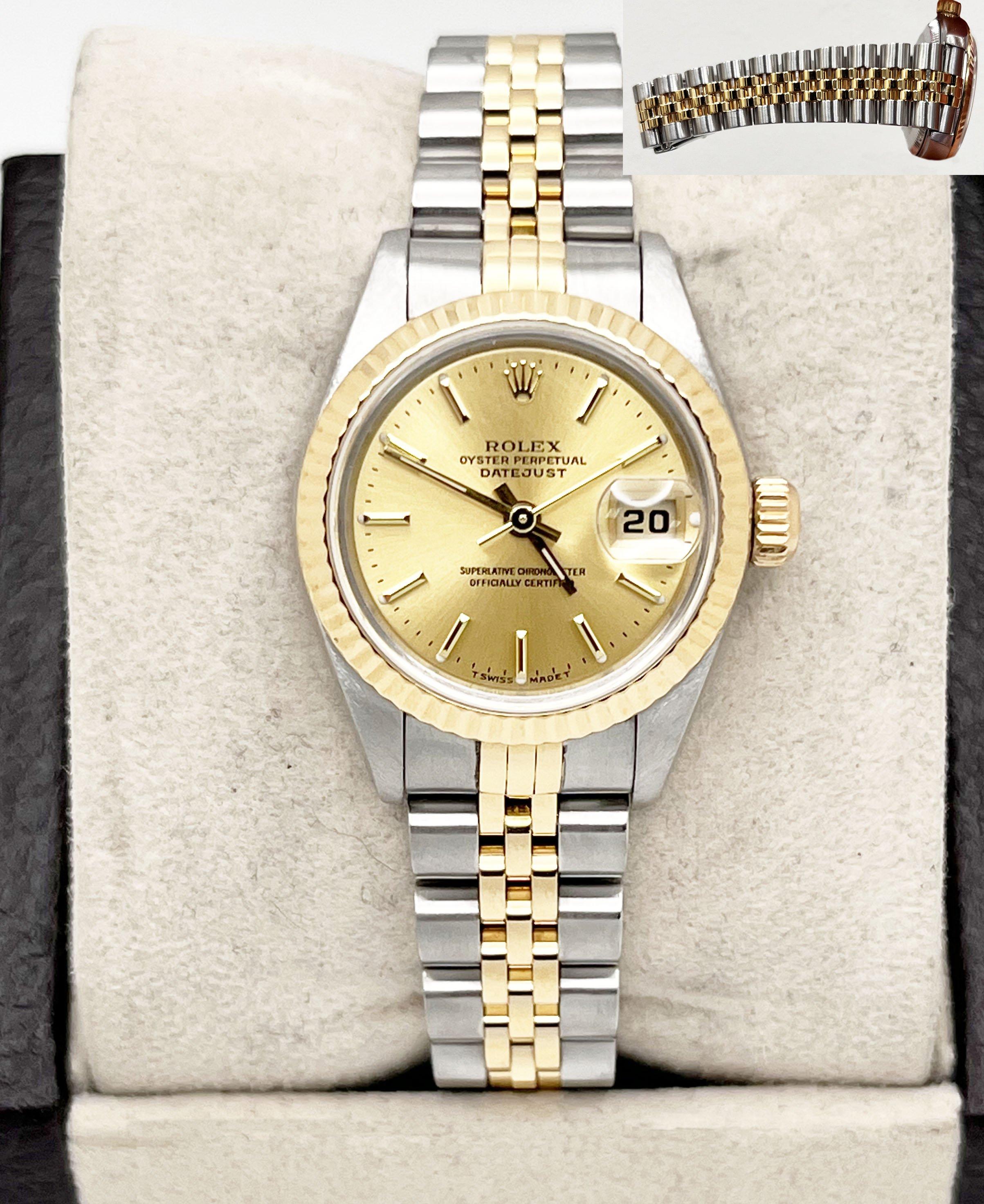Rolex Damen Datejust 79173 Champagner-Zifferblatt 18K Gelbgold Box Papier 1