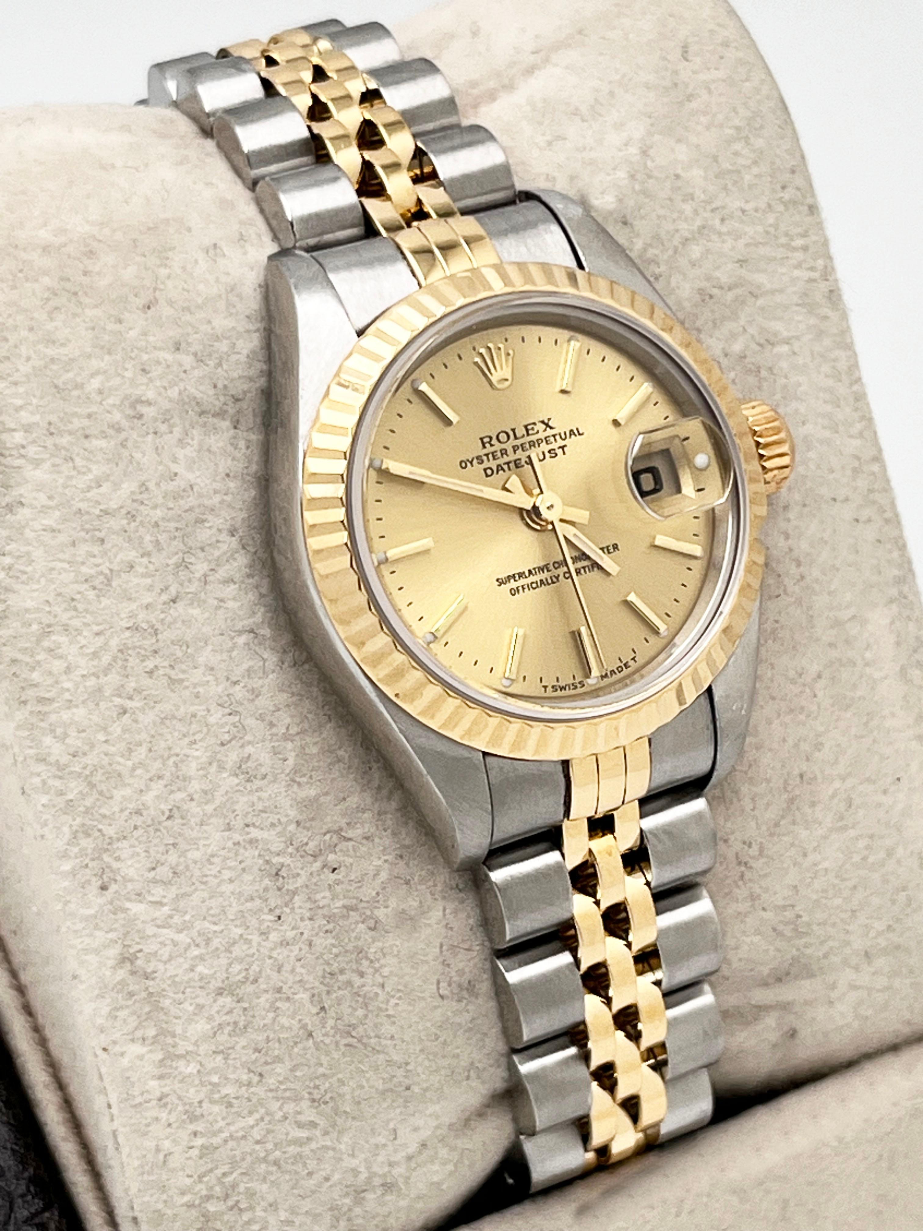 Rolex Damen Datejust 79173 Champagner-Zifferblatt 18K Gelbgold Box Papier 3