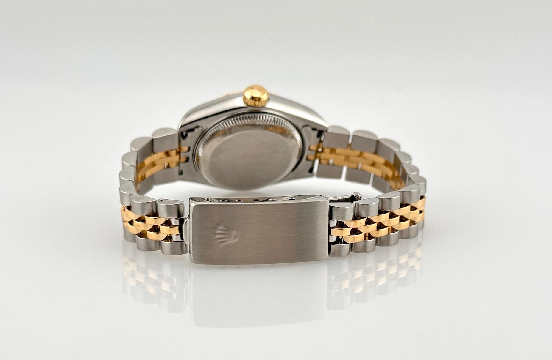 Rolex Ladies Datejust 79173 Fabrik schwarzes Diamant-Zifferblatt 18K Gold Edelstahl im Angebot 4