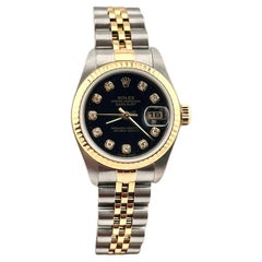 Rolex Ladies Datejust 79173 Fabrik schwarzes Diamant-Zifferblatt 18K Gold Edelstahl