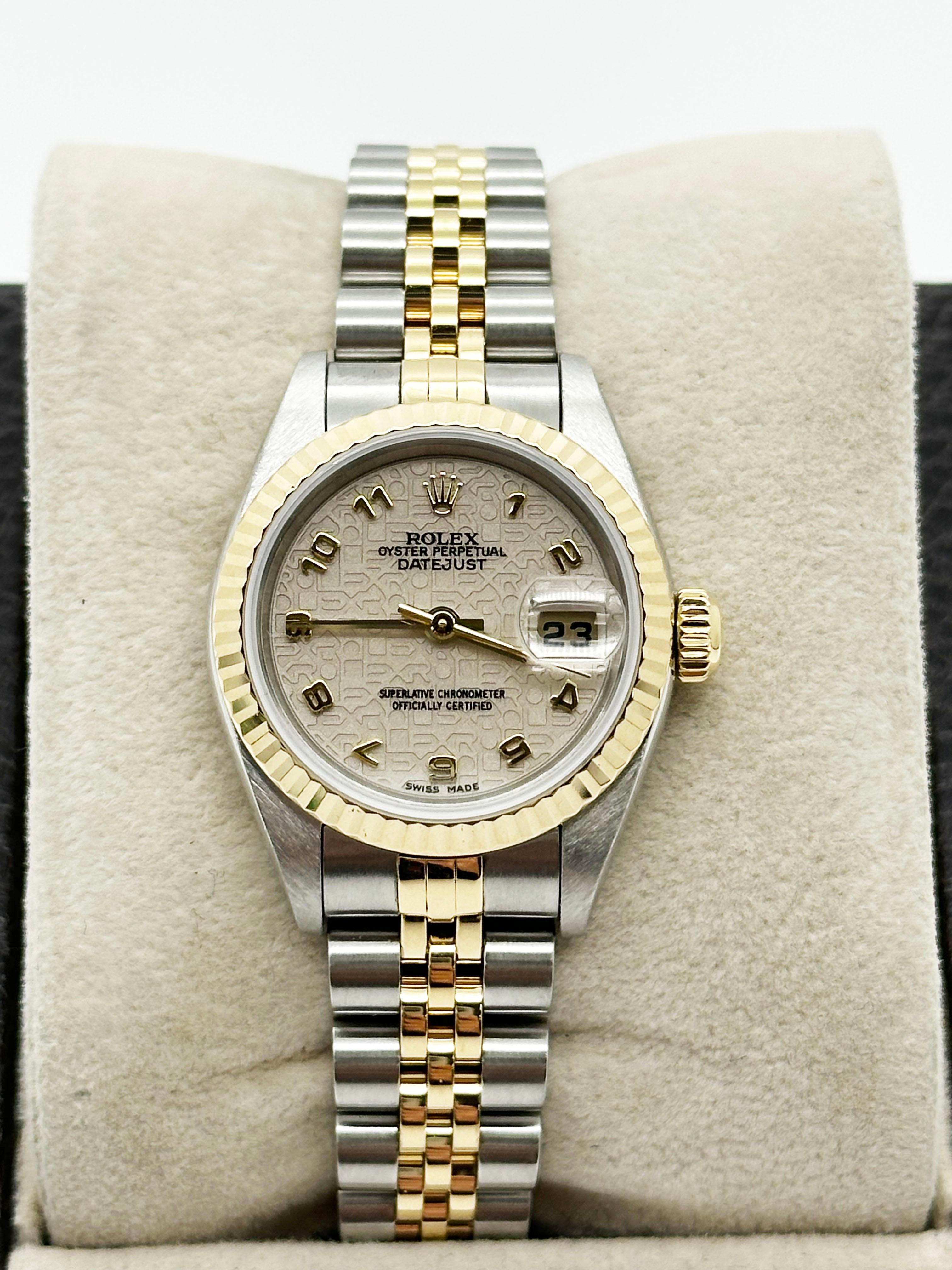 Rolex Ladies Datejust 79173 Ivory Jubilee Arabic Dial 18K Yellow Gold Box Paper 1