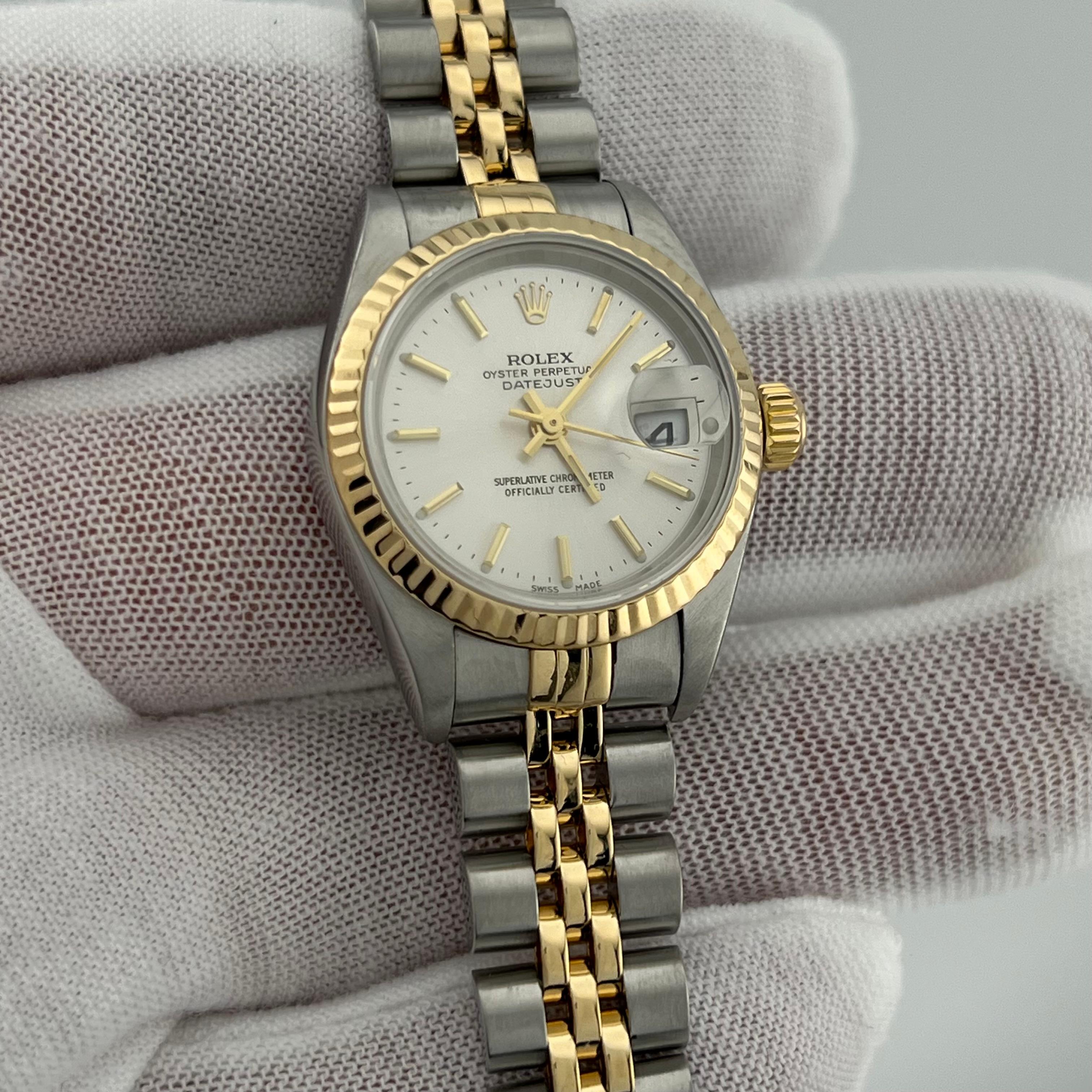 Women's Rolex Ladies Datejust 79173 Silver Dial 18K Yellow Gold Stainless Box Paper
