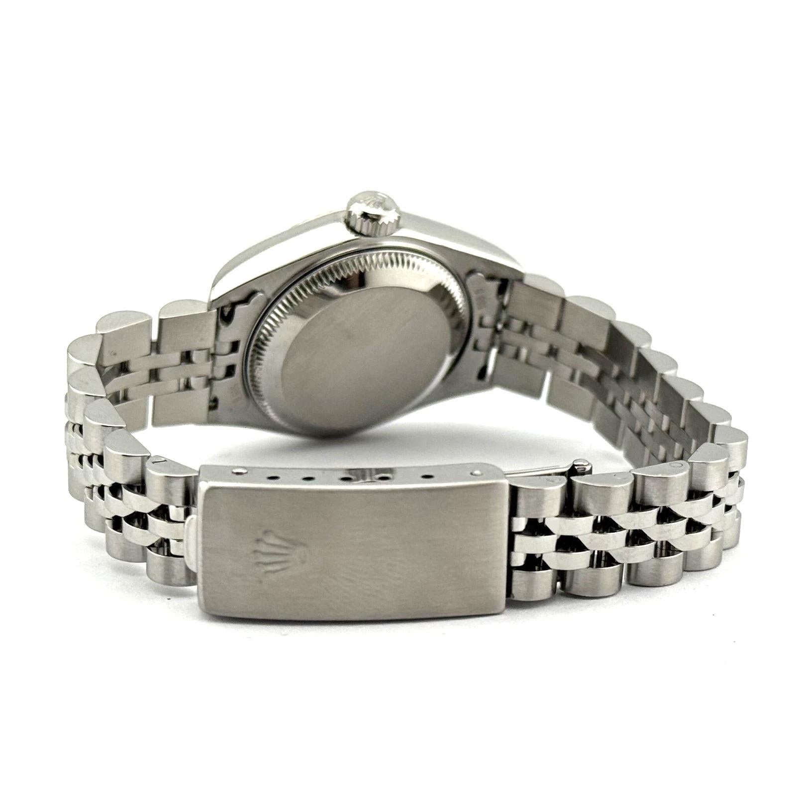 Rolex Ladies Datejust 79174 26mm 18k Gold Stainless Steel Silver Dial Box Papers en vente 6