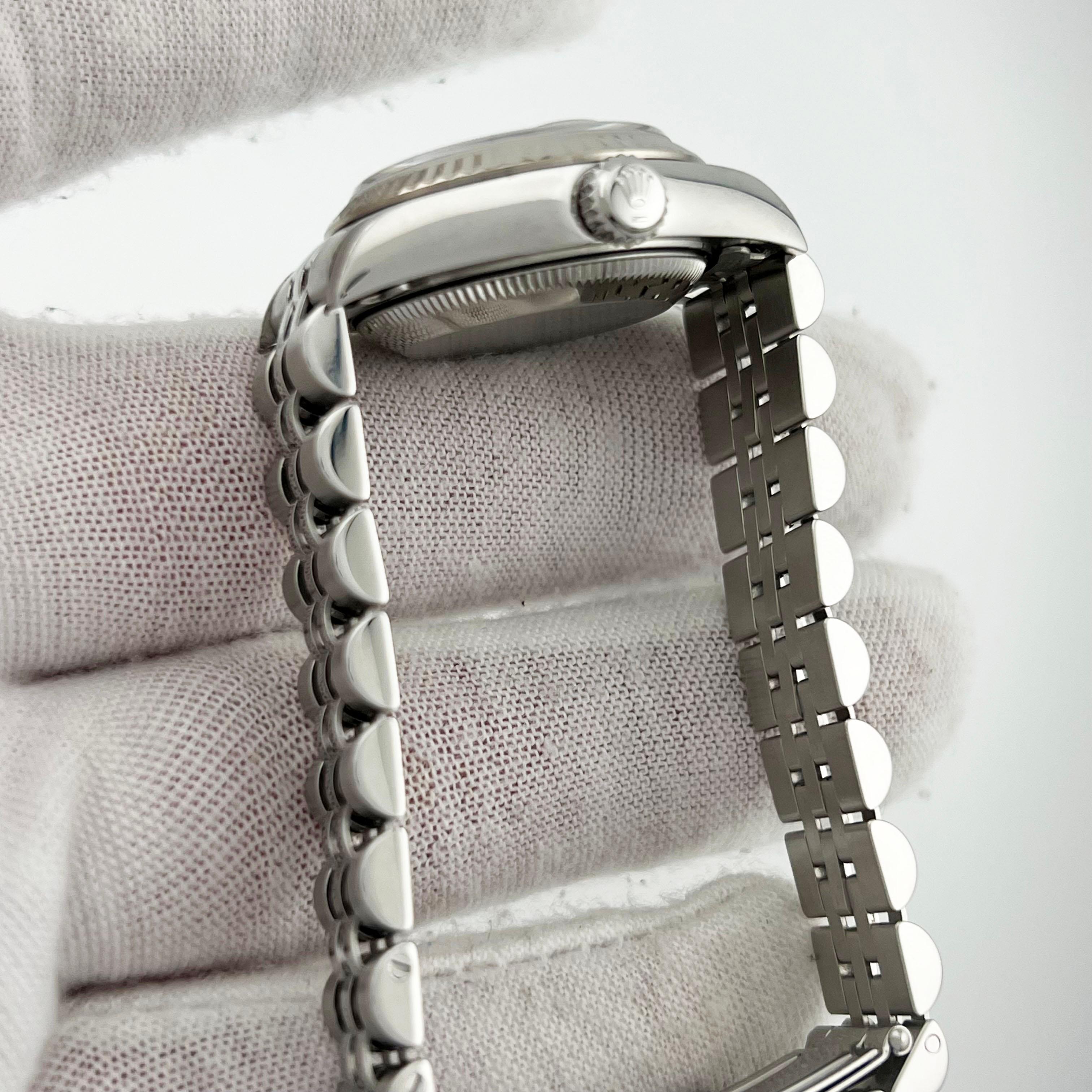 Rolex Montre Datejust 79174 Jubilee avec cadran en acier et lunette en or blanc 18 carats, boîte et papiers Pour femmes en vente