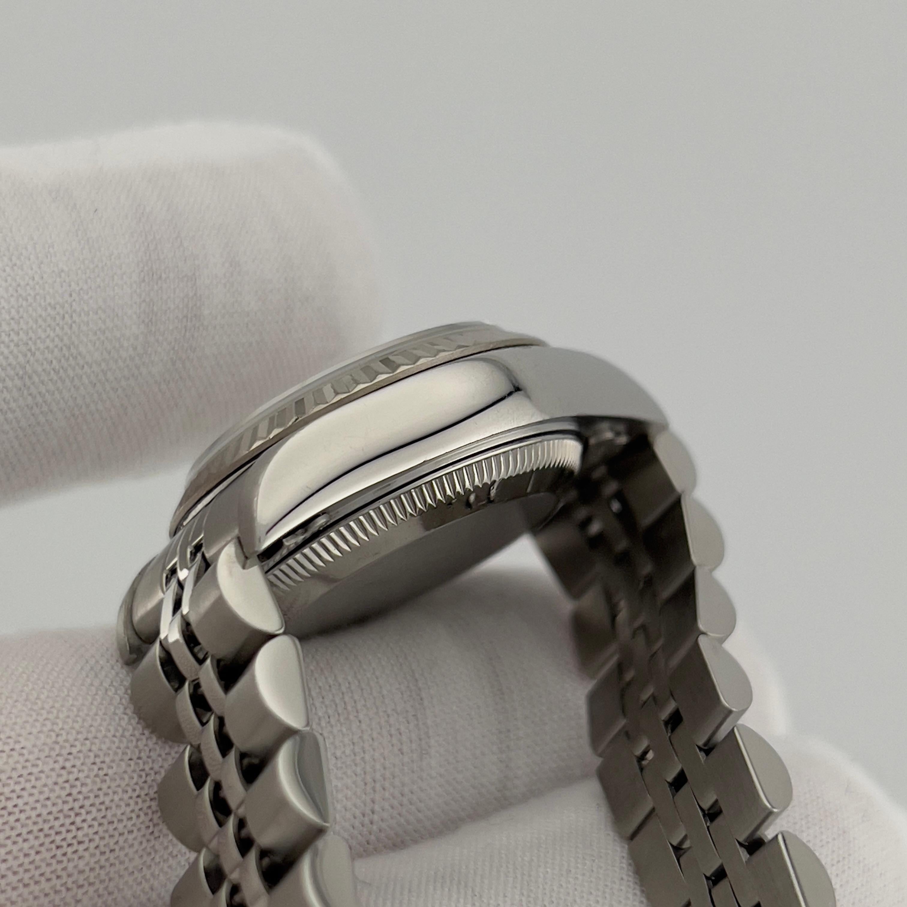 Rolex Ladies Datejust 79174 MOP Deco Roman Dial Steel Box Papers en vente 1
