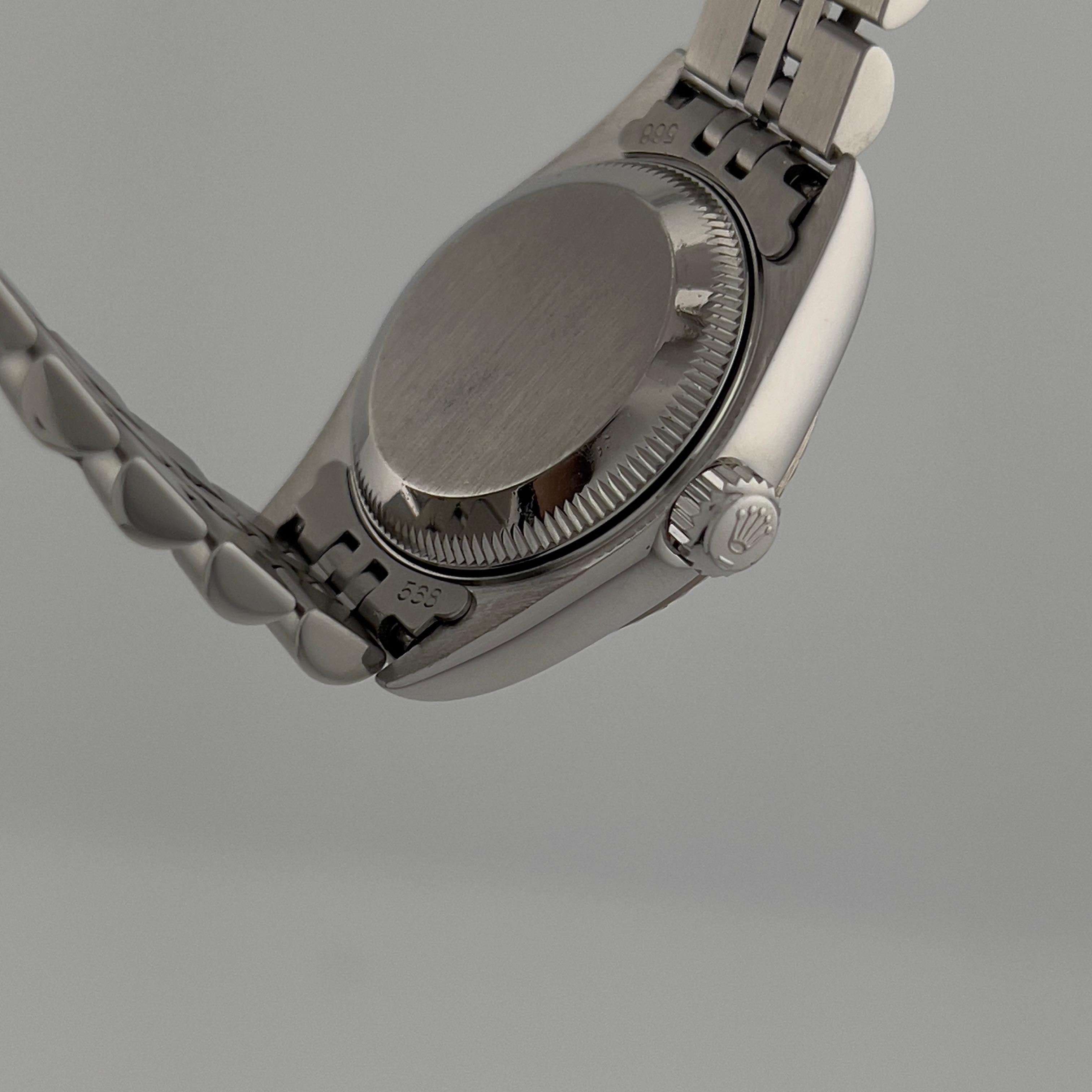 Rolex Ladies Datejust 79174 MOP Deco Roman Dial Steel Box Papers en vente 3