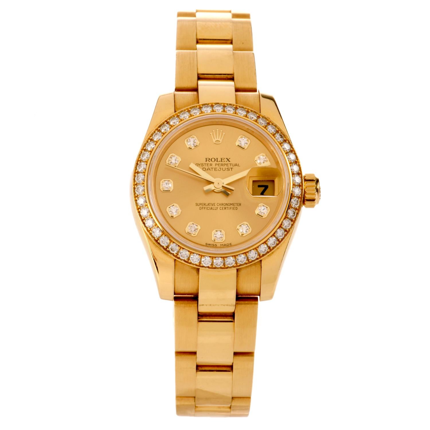 rolex datejust gold face