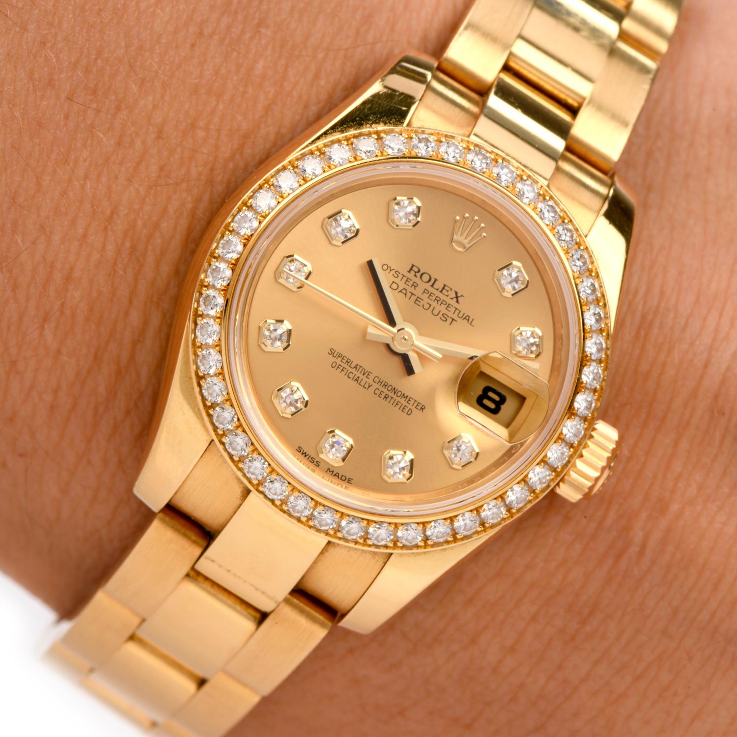 Women's Rolex Ladies-Datejust Diamond Face 18 Karat Gold Watch Ref 179138