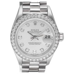 Used ROLEX DateJust Watch Diamond Platinum 79136G Auto