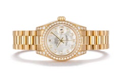 Rolex Ladies Datejust President 18k Yellow Gold & All Factory Diamond 179158 MOP