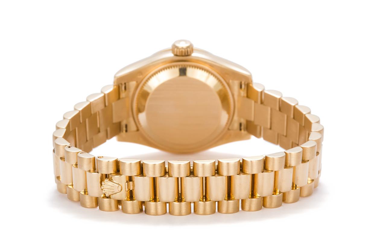 Round Cut Rolex Ladies Datejust President 18k Yellow Gold & All Factory Diamond 179158 MOP
