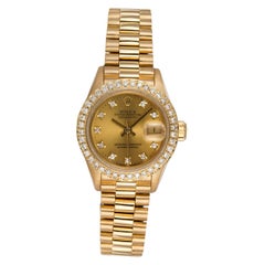 Rolex Ladies Datejust President 18 Karat Yellow Gold and Diamond 69178