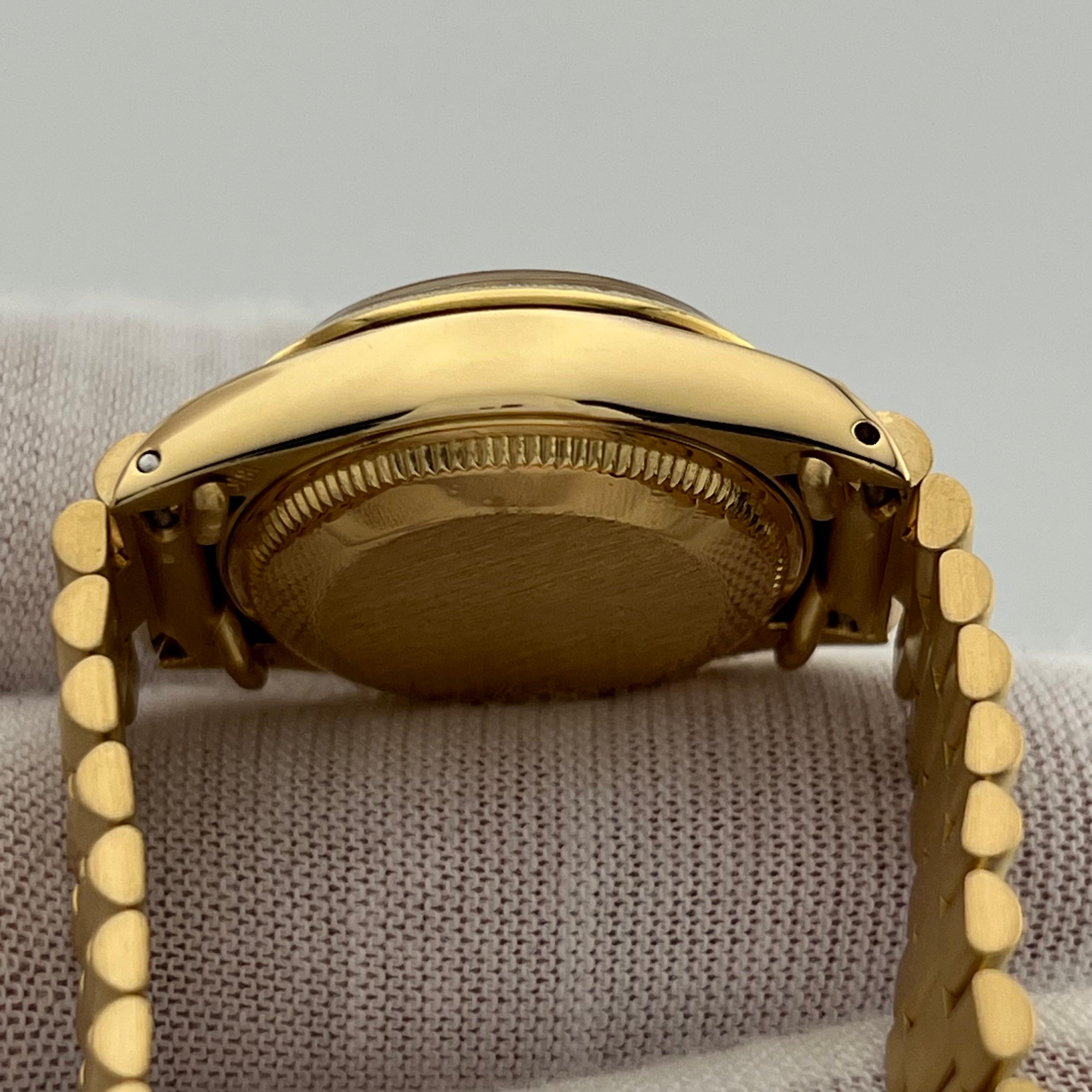 Rolex Ladies Datejust President 6917 Black Tapestry Dial Bark 18K Yellow Gold For Sale 3