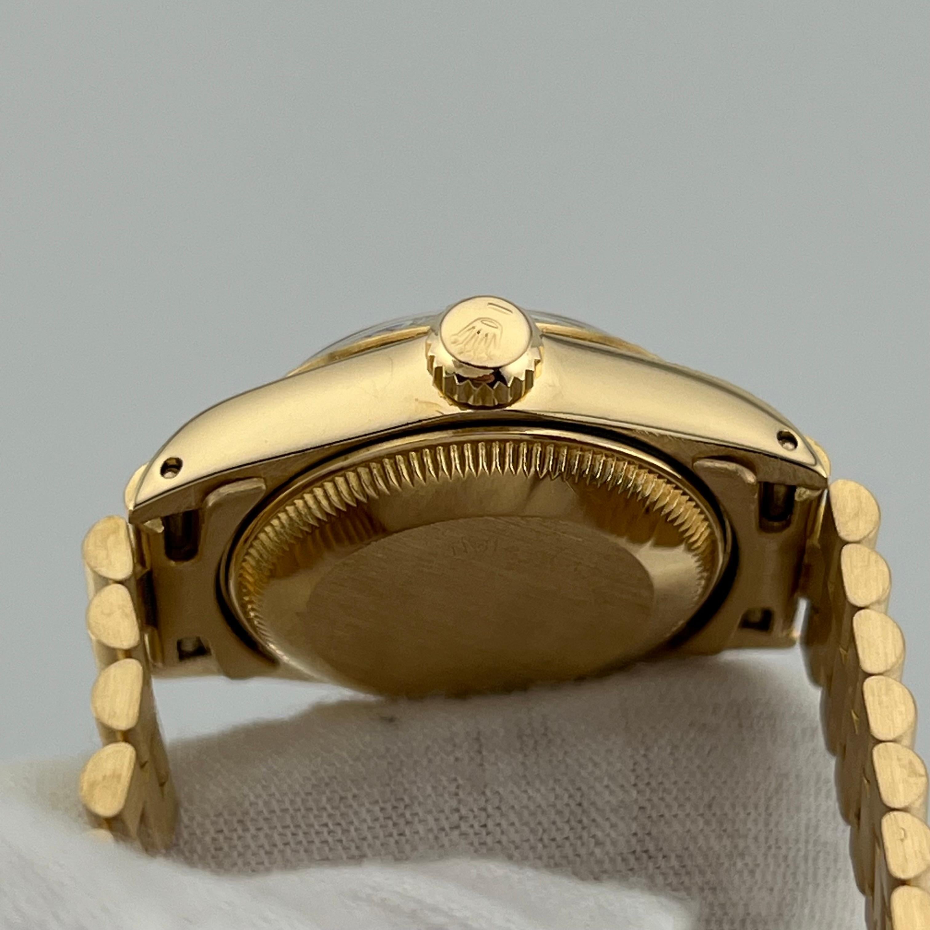Women's Rolex Ladies Datejust President 6917 Blue Diamond Dial 18K Yellow Gold Box Paper