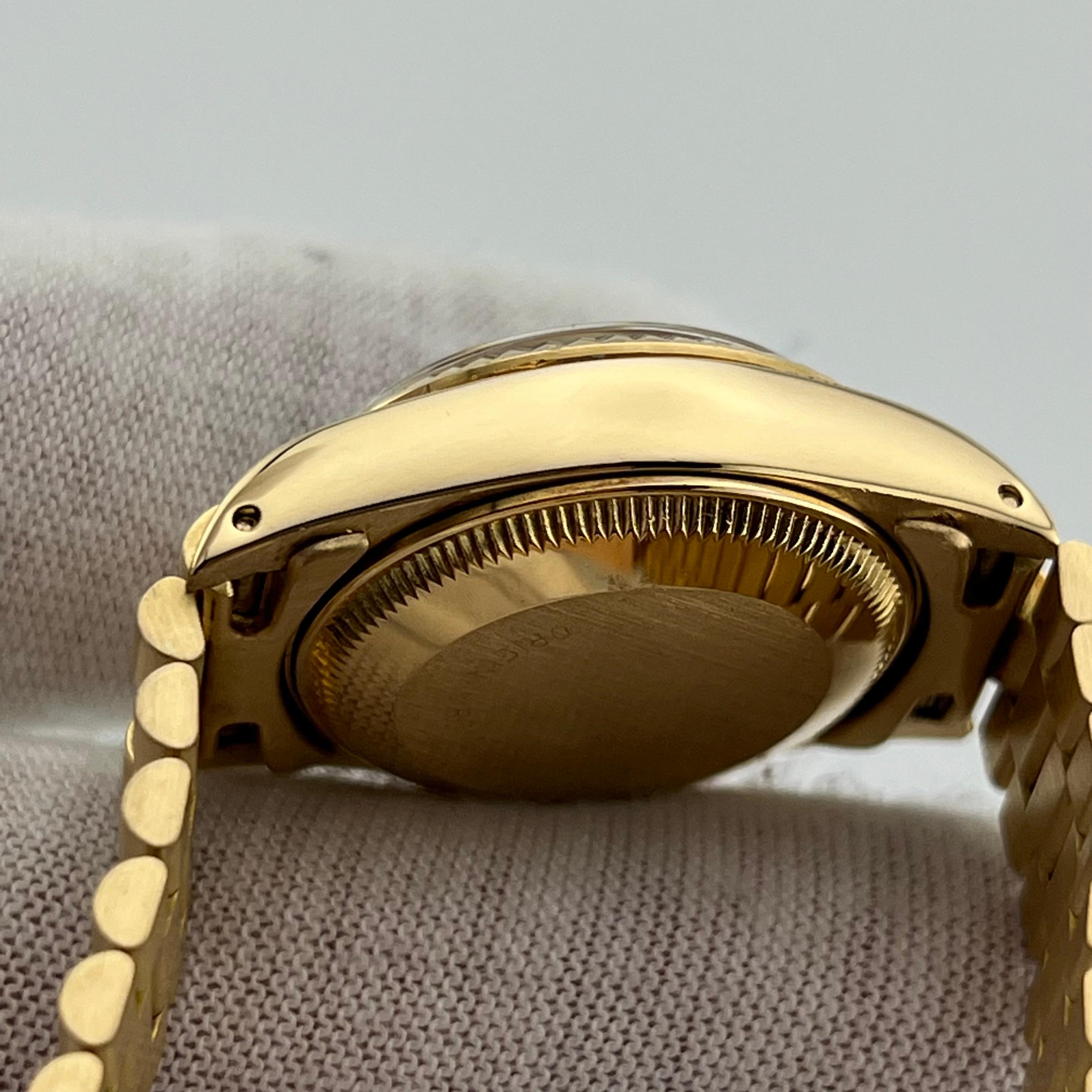 Rolex Ladies Datejust President 6917 Blue Diamond Dial 18K Yellow Gold Box Paper 1