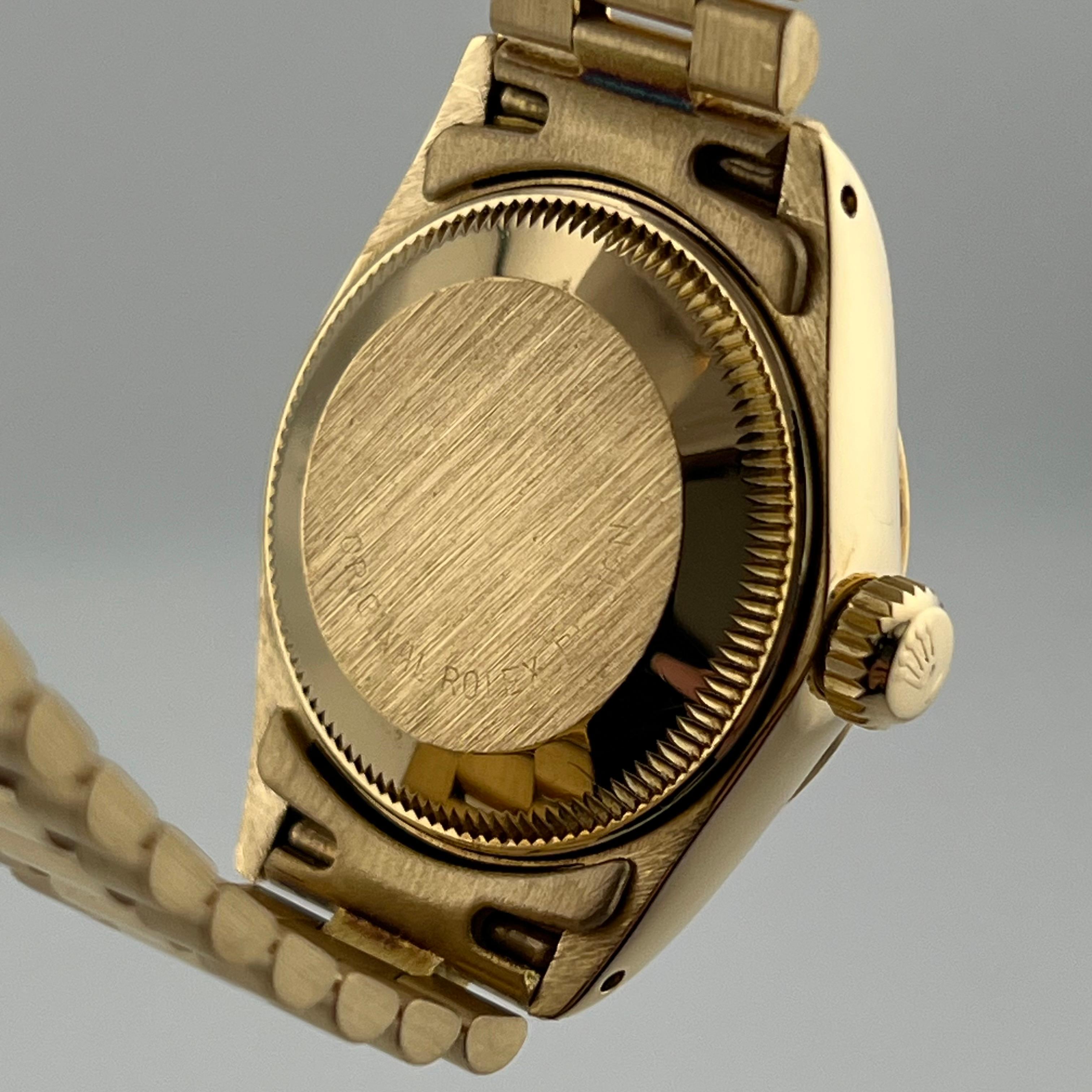 Rolex Ladies Datejust President 6917 Blue Diamond Dial 18K Yellow Gold Box Paper 4
