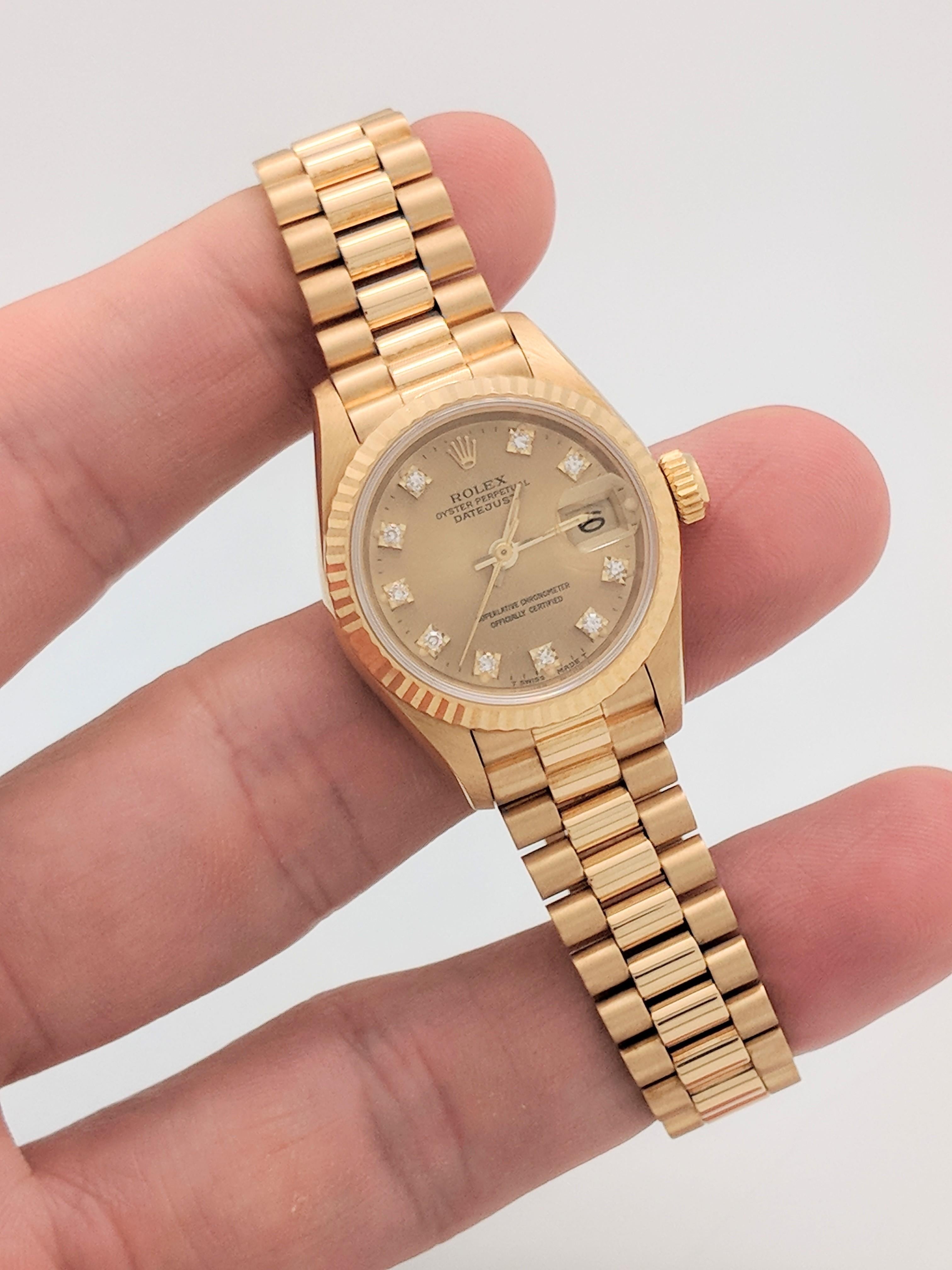 Contemporary Rolex Ladies Datejust President Original Diamond Dial Watch 69178