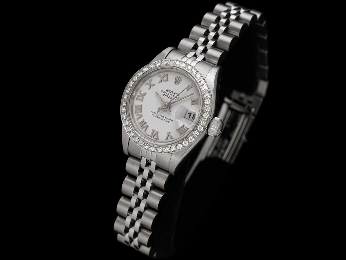 ROLEX Damen Datejust SS Stahl & Diamant Uhr - Original Papiere & Garantie im Zustand „Gut“ im Angebot in Suwanee, GA