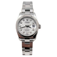 Rolex Ladies Datejust Stainless 179174 Jubilee Silver Diamond Dial Box Paper