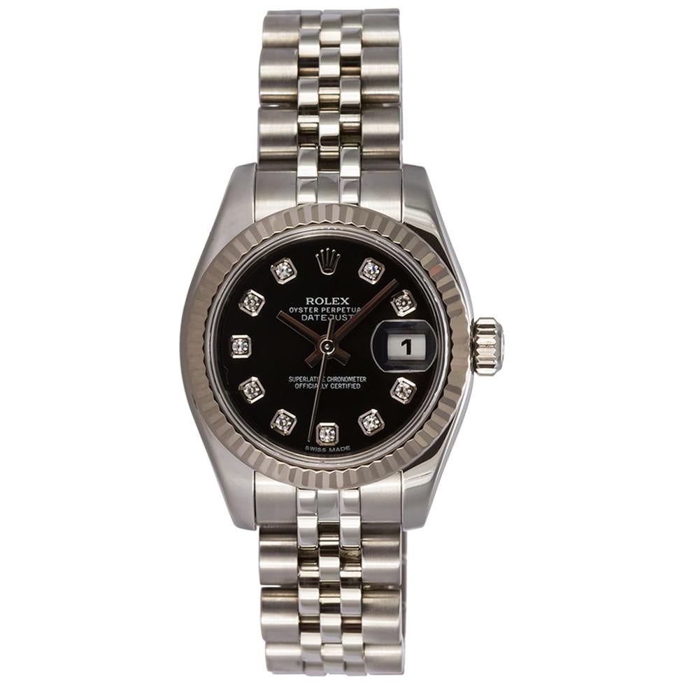 Rolex Ladies Datejust Stainless Steel 179174 Diamond Dial Box and Papers