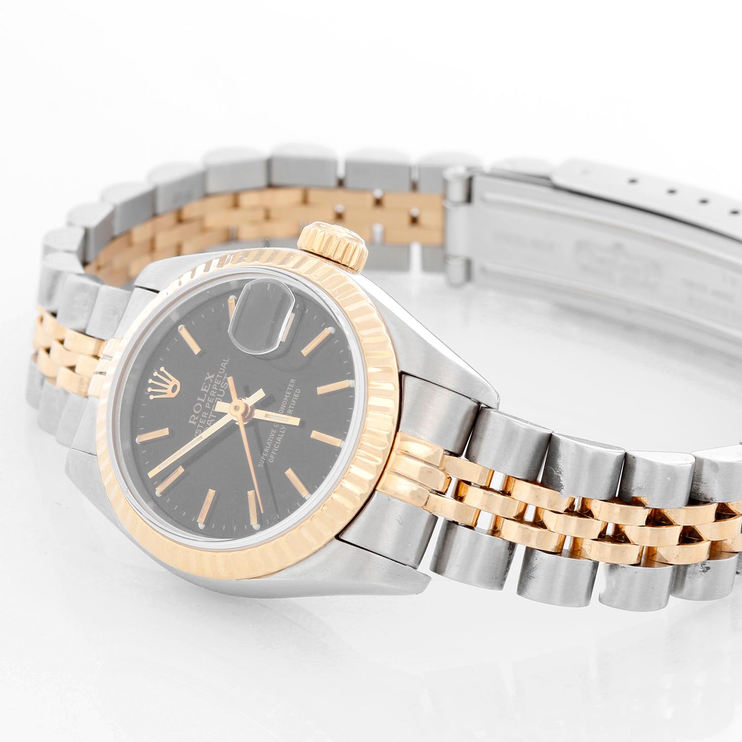 Women's Rolex Ladies Datejust Steel and Gold Watch 69173 Black Dial
