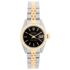 Rolex Ladies Datejust Steel and Gold Watch 69173 Black Dial