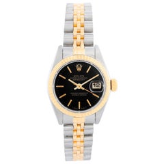 Rolex Ladies Datejust Steel and Gold Watch 69173 Black Dial