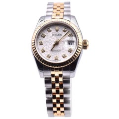 Rolex Ladies Datejust Two-Tone Custom MOP Dial and Diamond Bezel Watch Ref 79173