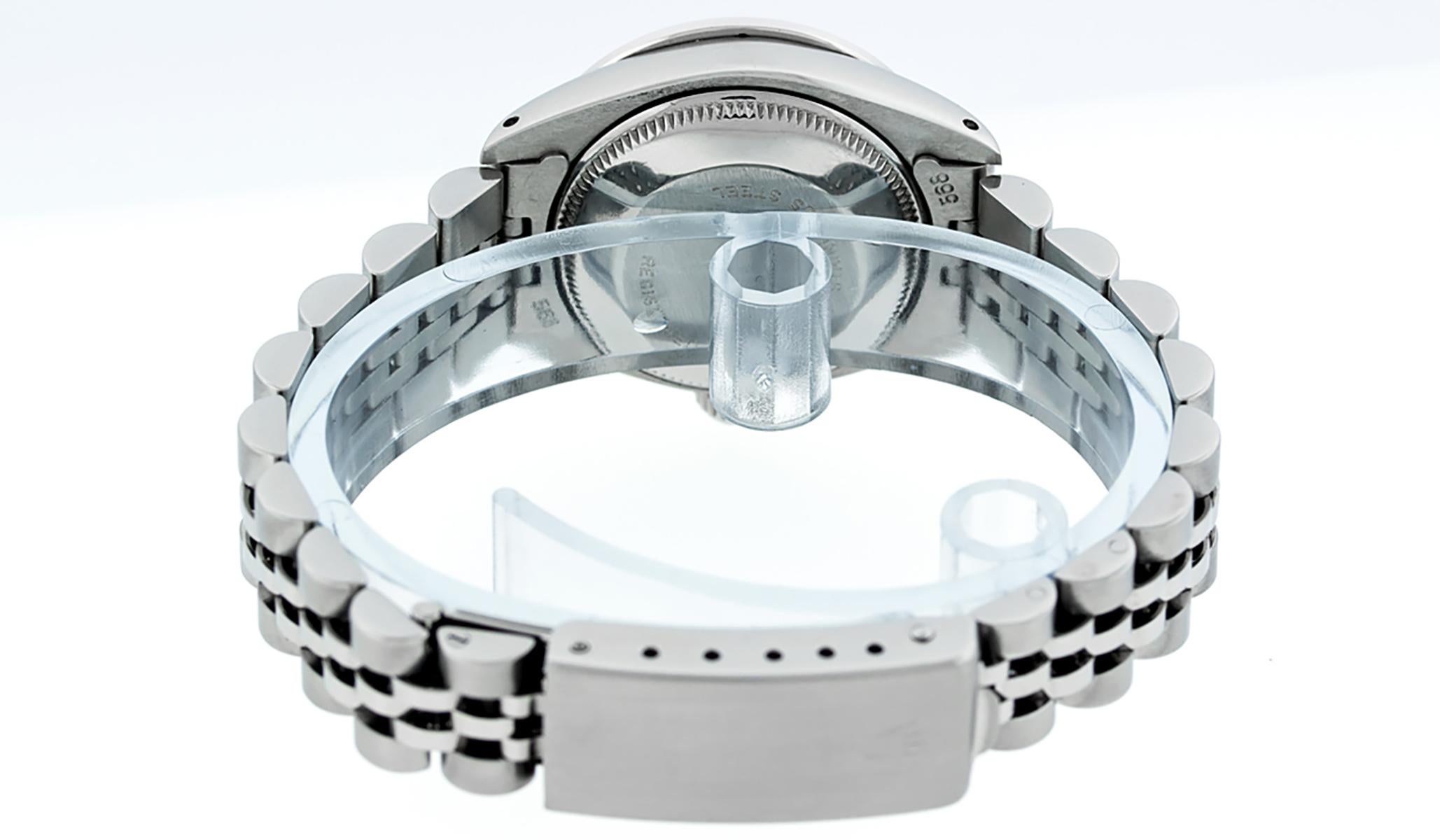  Rolex Montre Datejust pour femme en acier, or jaune 18 carats, cadran en diamants et émeraudes avec cadran MOP Pour femmes 